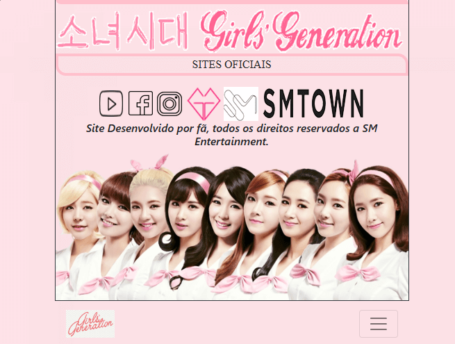 Topo do site Girls' Generation